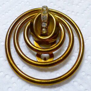 Vintage Brass Lisner Art Deco Fur Dress Clip with Rhinestones